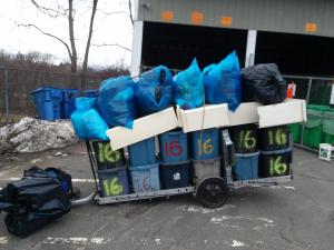 A large load of scrap metal and trash at Locust Street.