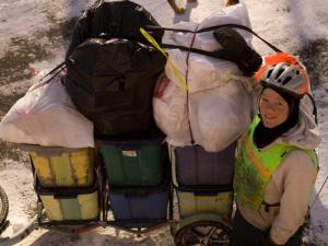 Ruthy with a moderately full load.